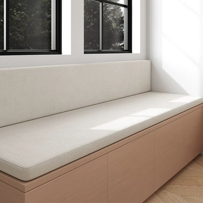 긴방석 맞춤제작 벤치의자쿠션 두께 패브릭 아이보리 벤치방석 방수