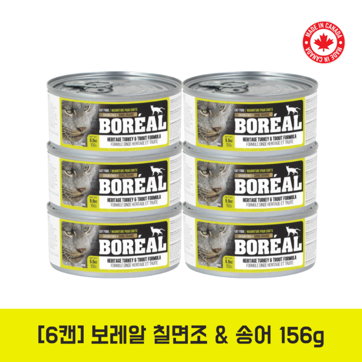보레알 고양이 습식캔 주식캔 습식사료, 칠면조송어, 156g, 6개