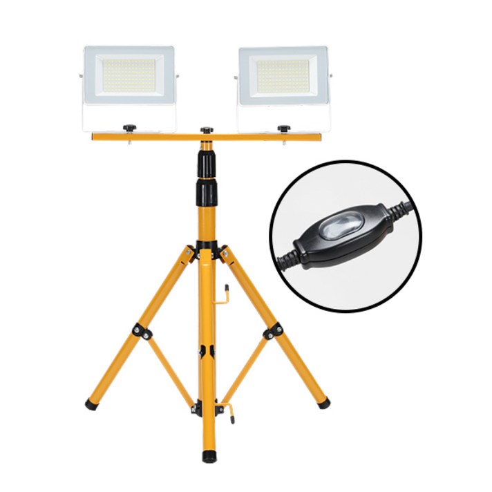 작업등 이동식 스텐드 투광기 100W 스위치형 야외조명, 2개