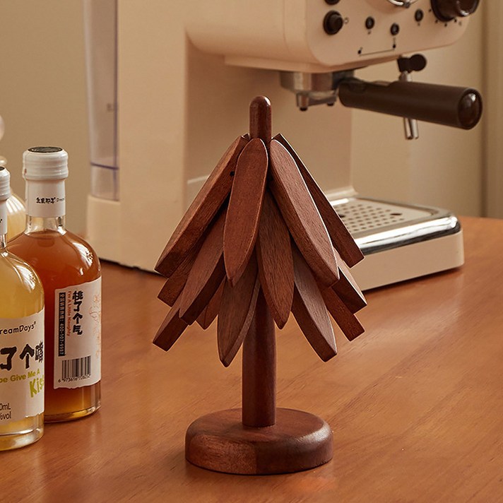 우드 트리 냄비받침 세트 원목 우드 캠핑 접이식 냄비받침대 리뉴얼버전 호두나무, 호두 냄비받침대  뾰족이, 1세트