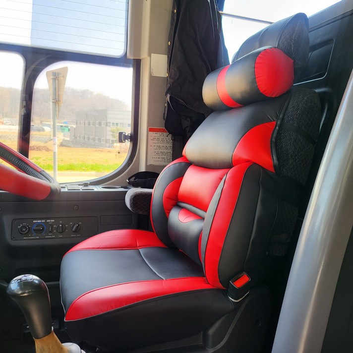 대형트럭 운전석 리무진 시트커버 1P  현대 엑시언트,타타대우 맥쎈,프리마,노부스,메가트럭,MAN, 볼보FM, 벤츠유로, 이마이티, 포터2 화물차 전차종호환, 1개, 레드블랙