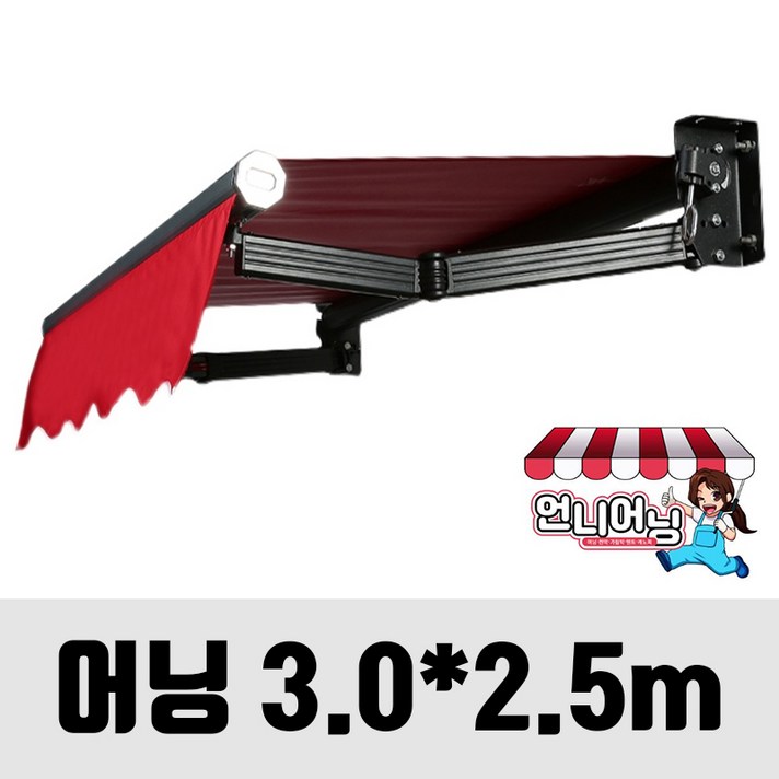 언니어닝 어닝 v2 보강형 도장프레임 농막 햇빛가리개 옥상 접이식 캐노피 천막, 어닝, 3m x 2.5m가로 x 돌출