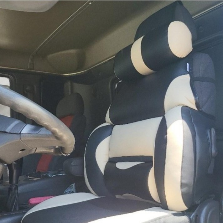 대형트럭 운전석 리무진 시트커버 1P  현대 엑시언트,타타대우 맥쎈,프리마,노부스,메가트럭,MAN, 볼보FM, 벤츠유로, 이마이티, 포터2 화물차 전차종호환, 1개, 베이지블랙