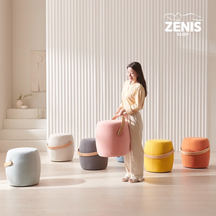 보노 화장대스툴 원형 스툴의자 패브릭 카페인테리어 7color, 스카이블루