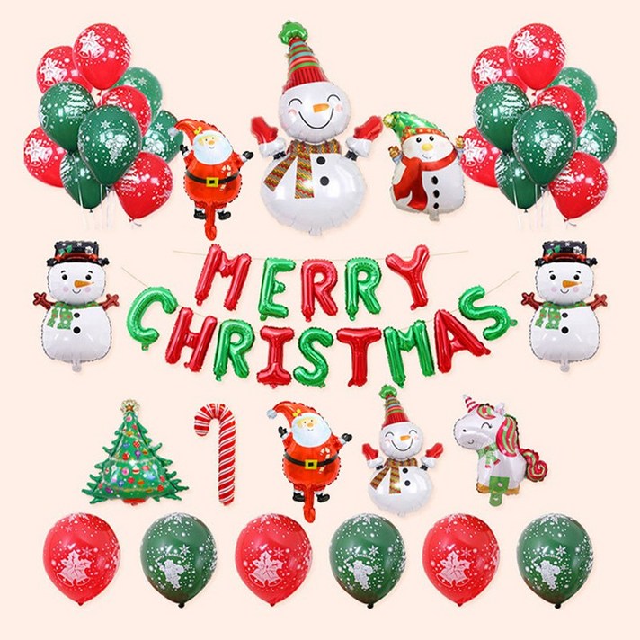 뷰라뷰 크리스마스 풍선 장식 홈파티 소품 세트