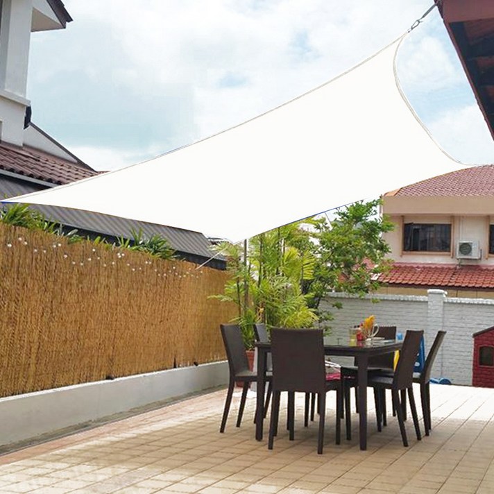 HK.sell 마일드 썬쉐이드 방수 메쉬 그늘막 2X3M 직사각, 라인A 크림