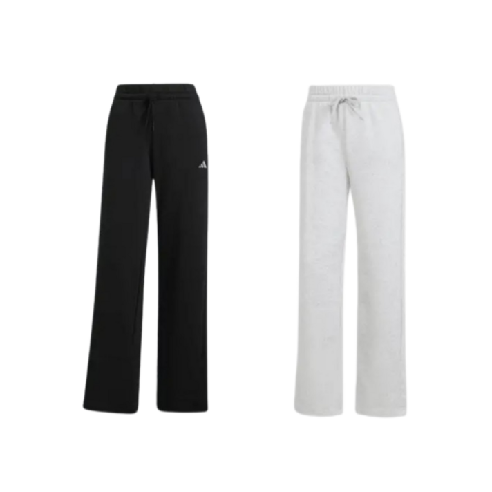 국내매장판 아디다스 여성 에센셜 스몰 로고 필 코지 오픈헴 와이드 팬츠 스포츠웨어 트레이닝복  츄리닝 흰색 검정