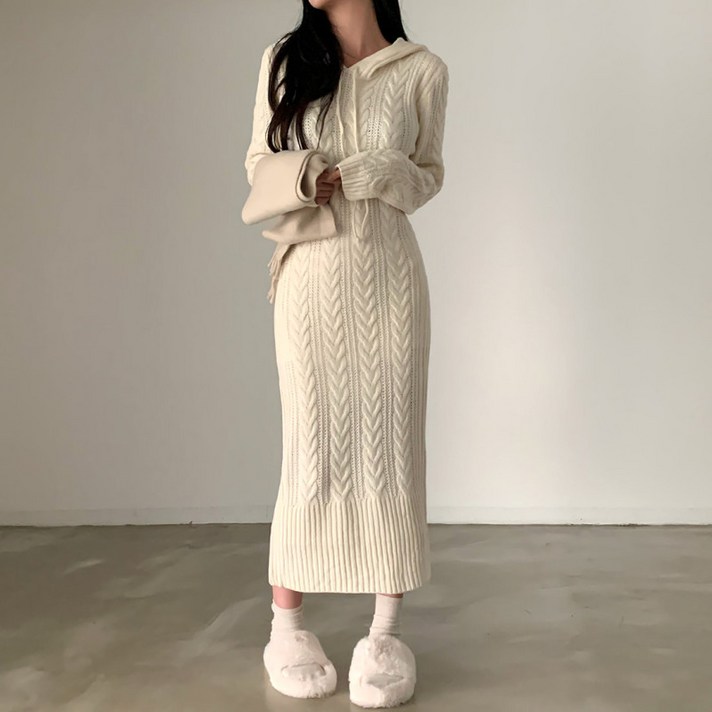 대디맘 꽈베기 후드 롱원피스 대디맘 꽈베기 후드 롱원피스