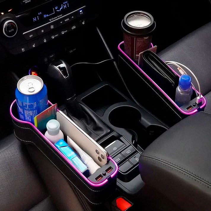 카니발KA4사이드 포켓 컵홀더 틈새 수납 듀얼 QC3.0 충전기, 보조석, 1개