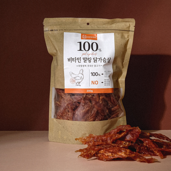 조선강아지 대용량 국산 강아지 수제간식, 비타민 말랑닭가슴살, 200g, 1개 조선강아지 대용량 국산 강아지 수제간식, 비타민 말랑닭가슴살, 200g, 1개