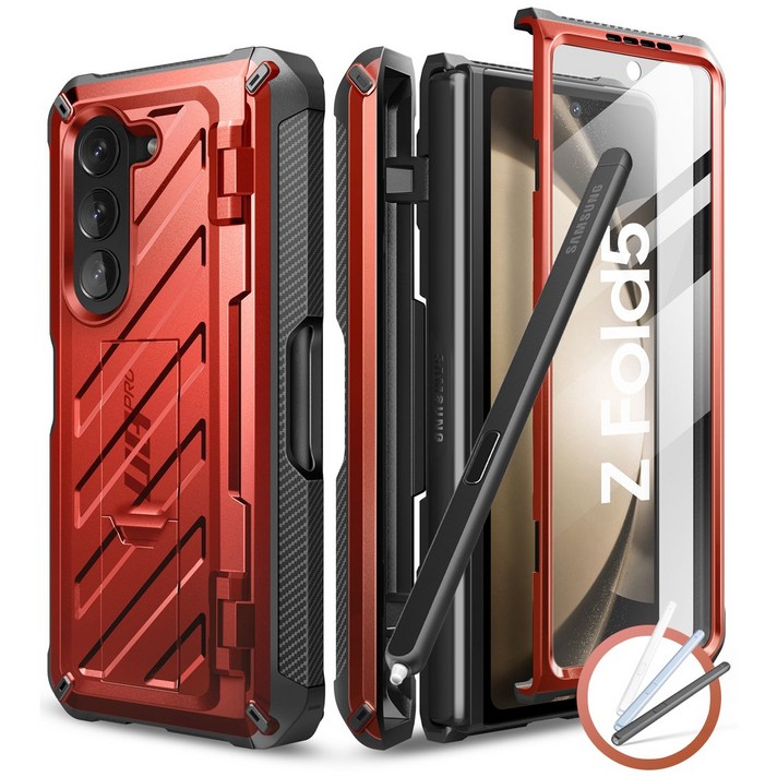 Supcase 갤럭시 Z 폴드5 5G 호환 케이스 풀커버 내장형 액정보호필름 스탠드 펜홀더 케이스 2023