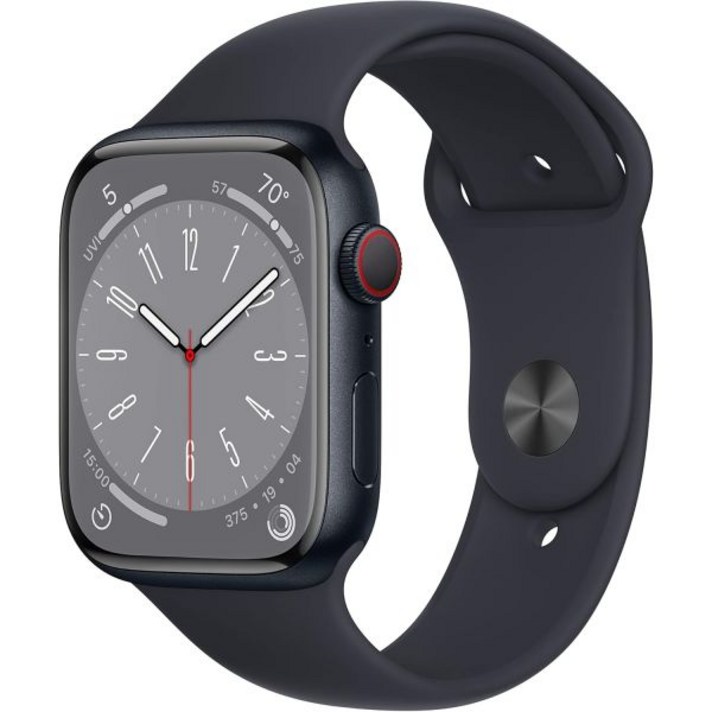 미드나잇 스포츠 밴드가 있는 Apple Watch 시리즈 8GPS 45mm 알루미늄 케이스프리미엄 갱신