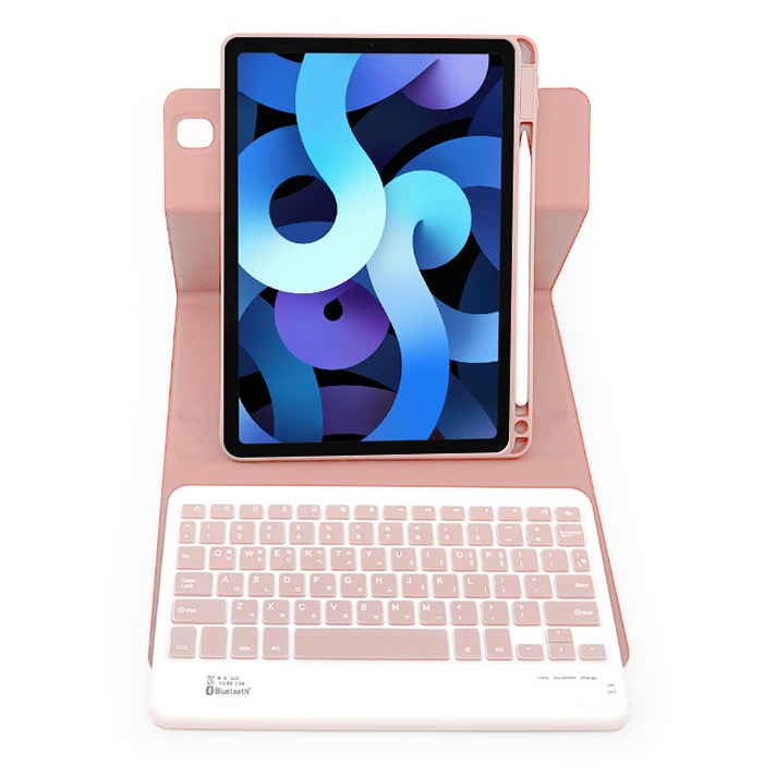 아이패드 에어 6세대 7세대 11인치 호환 콤비 회전 블루투스 키보드 케이스, 핑크, 1개