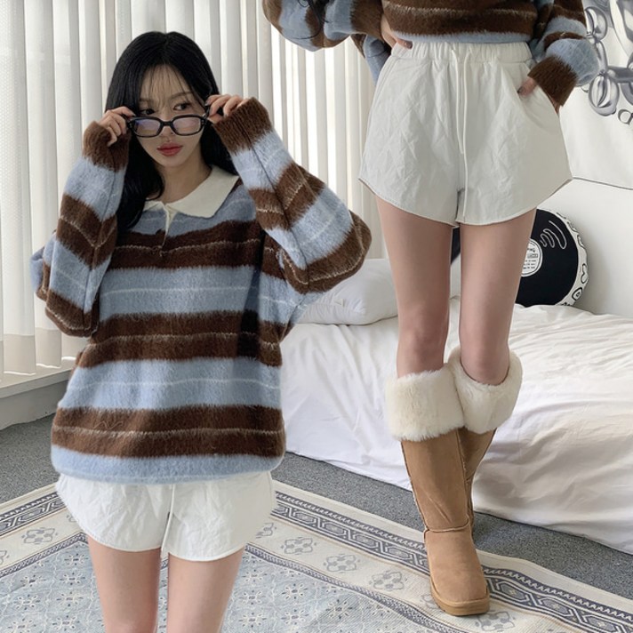 고퀄리티3col 바잉 누빔 퀼팅 밴딩 3부 반바지 숏팬츠