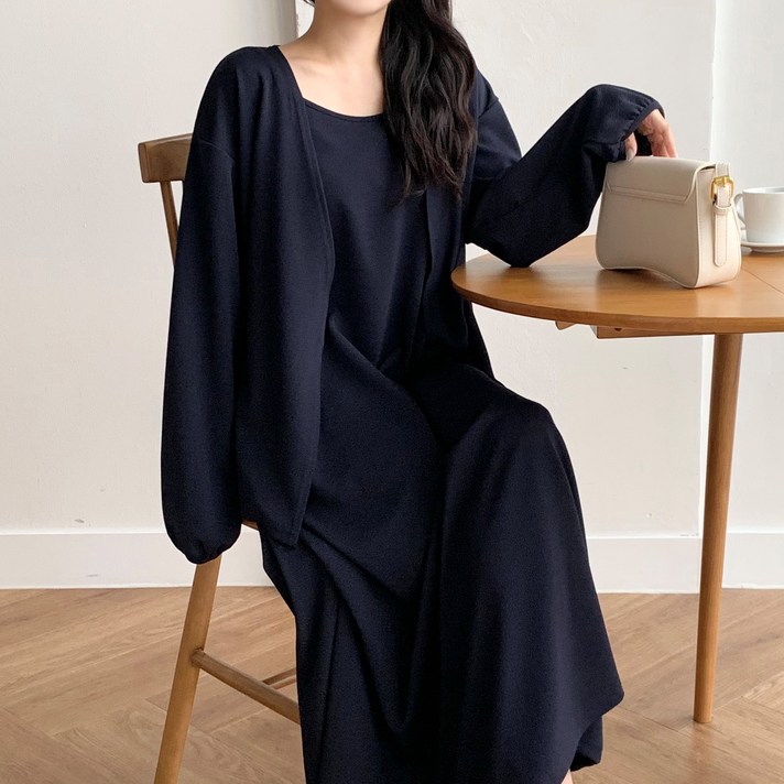 더한땀 빅사이즈 나시 원피스 가디건 세트 봄 여름 임부복