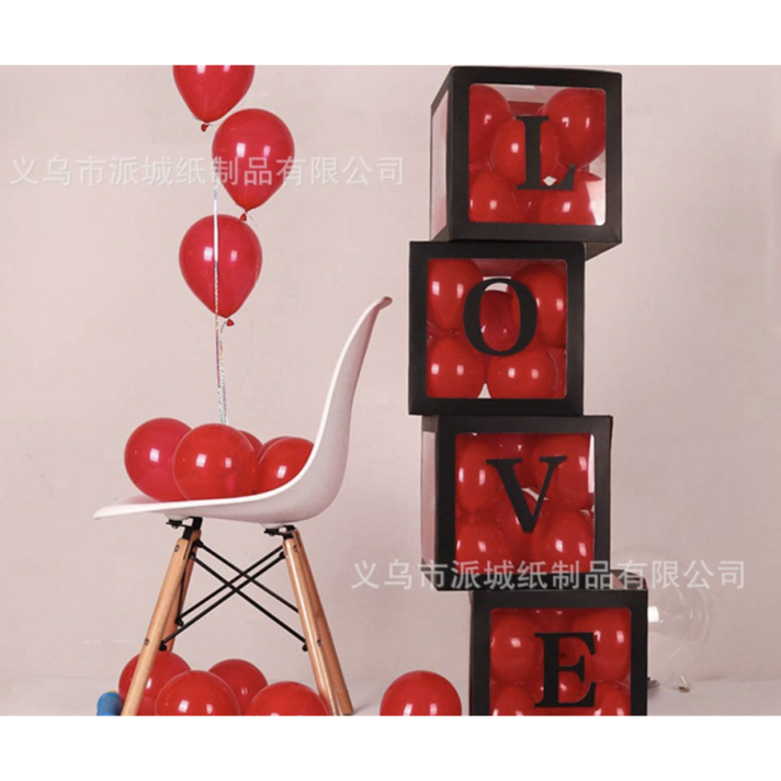 블루밍 가든 LOVE BABY 레터링 풍선 박스 벌룬 데코레이션, 1세트, LOVE블랙