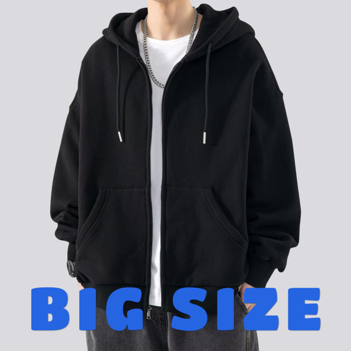 2XL5XL 블루제이 빅사이즈 오버핏 기모 후드집업