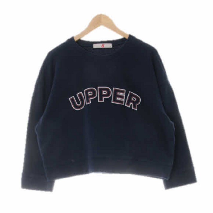 에잇세컨즈 5485 네이비 프린팅 면혼방 오버핏크롭스웨트셔츠 M