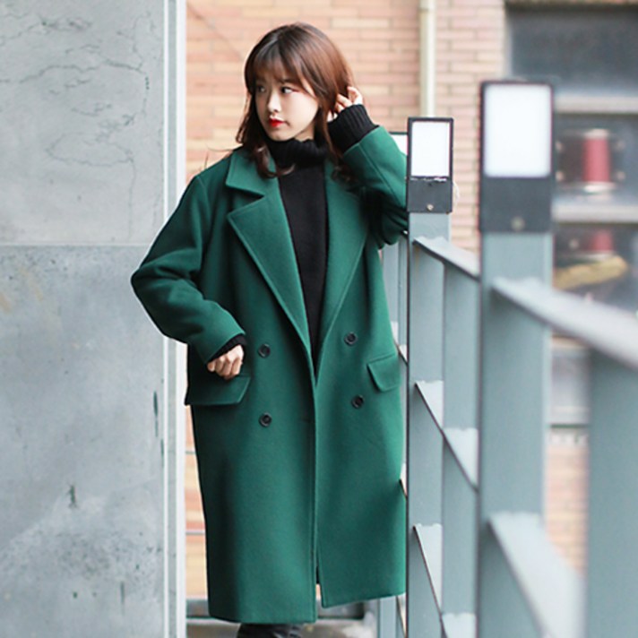 라우드 노엘 베이직 롱 4477 루즈핏 오버핏 모직 겨울 더블코트