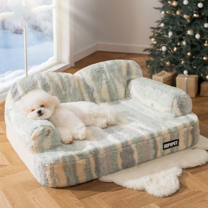 Tinduo 프리미엄 라텍스 강아지 방석 애견방석 고양이 방석 쿠션 침대 가을 겨울용 펫 소파 중소형견 하우스, 1개, 회색 무늬