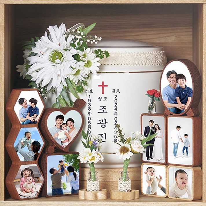 초록나무친환경 나무 납골당 추모액자 미니 봉안당 꾸미기 영구보존 위패 사진제작 포함
