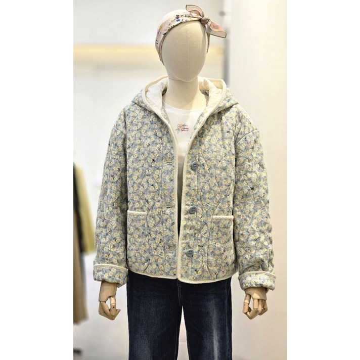 백화점 정품 25FW 써스데이아일랜드 패턴 퀼팅 점퍼 T246AJP535W