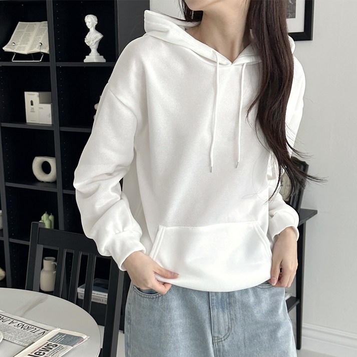 라라온 여성용 심플 베이직 후드 긴팔 티셔츠 TSP1272