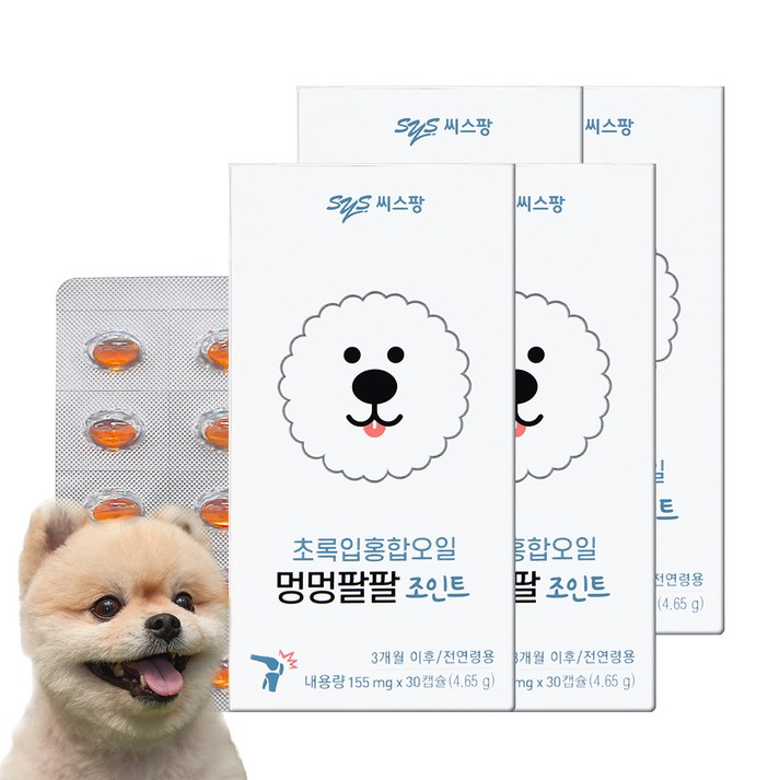 씨스팡 멍멍팔팔 조인트 관절영양제, 초록입홍합, 4개, 뼈/관절강화