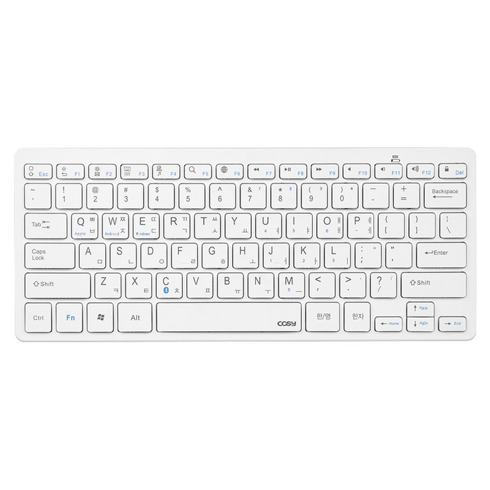 코시 태블릿PC 휴대폰 무선 블루투스 키보드, KB4072BT, 화이트, 텐키리스