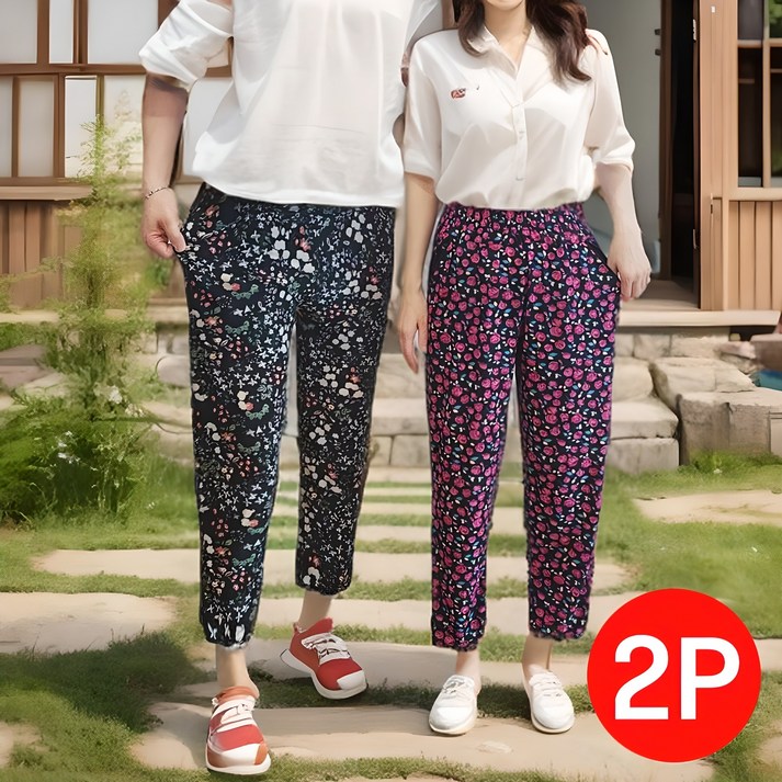 투율 엄마옷 2세대 촌탁몸빼바지 촌캉스 단체복 캠핑 작업복 바지 1p+1p