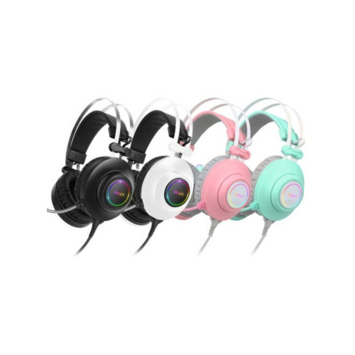 앱코 가상 7.1 RGB 노이즈 캔슬링 마이크 게이밍 헤드셋, Pink, N550