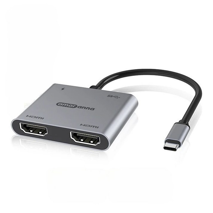아모란나 고화질 게이밍 C타입 HDMI 듀얼모니터 분배기 2K 144hz 4K 60hz 화면확장 4in1 허브, 1개