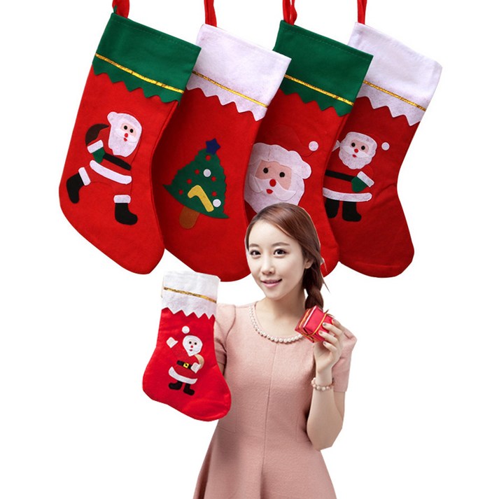 산타핫딜 35x25cm 산타 양말 주머니 크리스마스 선물 파우치