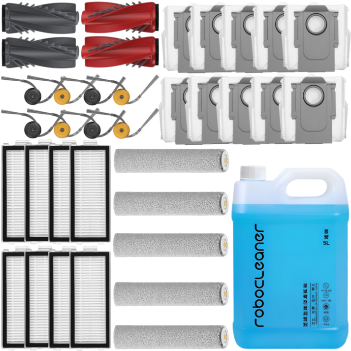 로보락 Qrevo Curv 2 Flow 소모품 세제 필터 브러시 먼지봉투 물걸레 호환 세트, 1개, 1년세트