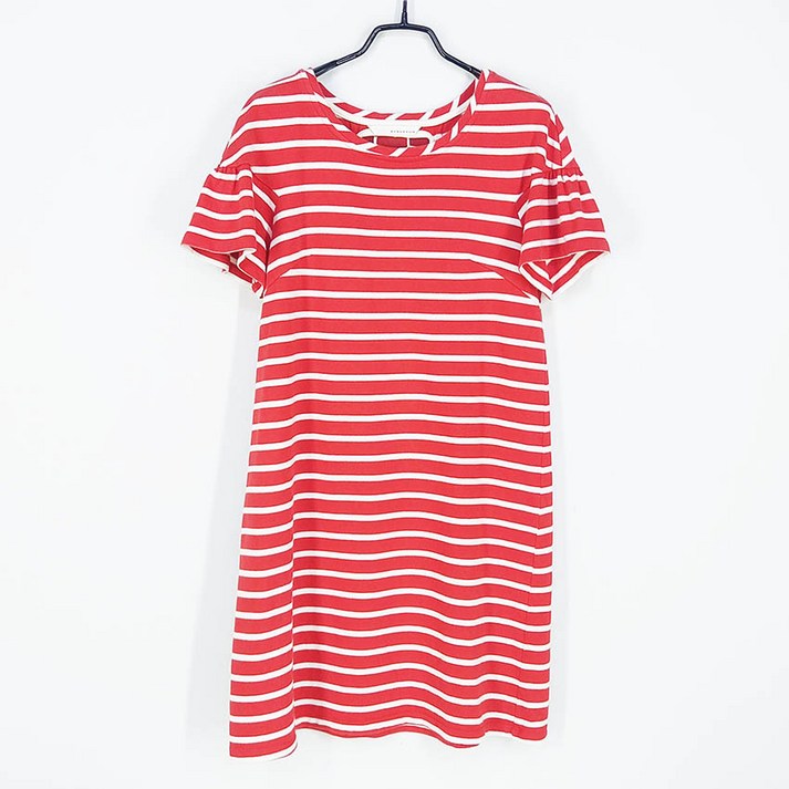 빈티지다온 레니본 여성 스트라이프 미니원피스 레드85