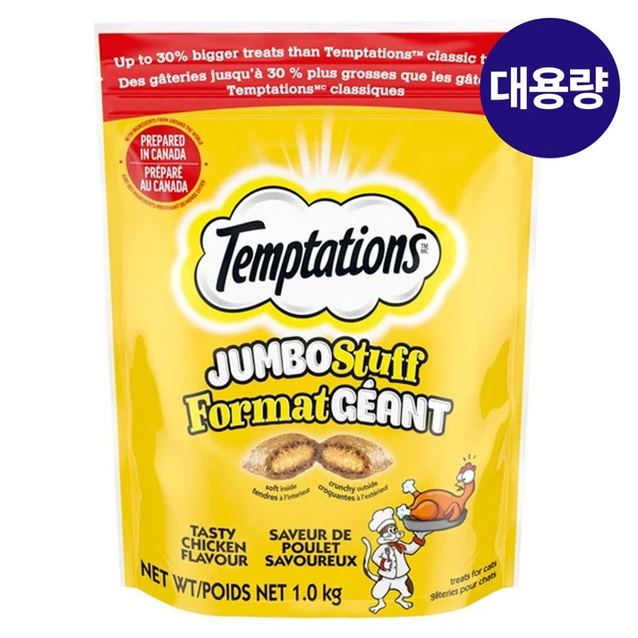 템테이션 캐나다산 고양이 간식 대용량 테이스티 치킨 점보스터프 1kg 코스트코, 1kg, 1개