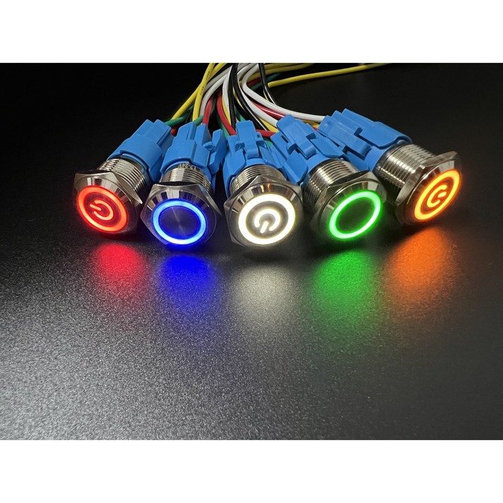 AC 220V 12161922 파이 LED 크롬 스위치 푸쉬락버튼 방수스위치