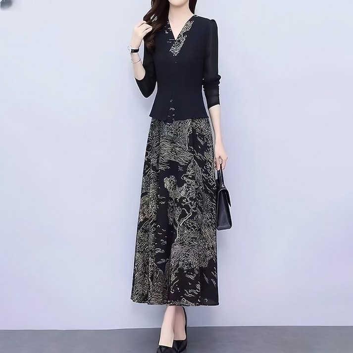 [딜마켓] 상해원피스 / 여성 고급스러운 롱 긴팔 원피스