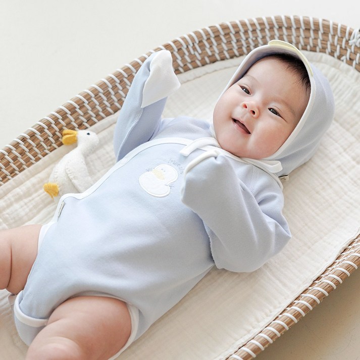 메르베 신생아 배냇수트 100 순면 배내바디슈트 2단스냅