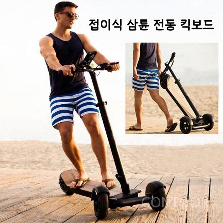 삼륜 전동 킥보드 접이식 스쿠터 세발 전기 성인용 3륜 휴대용, 1개, 30km 배터리+좌석, 48V