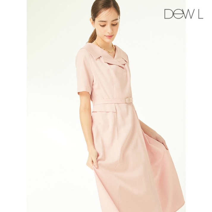 [백화점 정품] 듀엘 원피스 오픈카라 벨티드 플레어 PK_D232MSE057