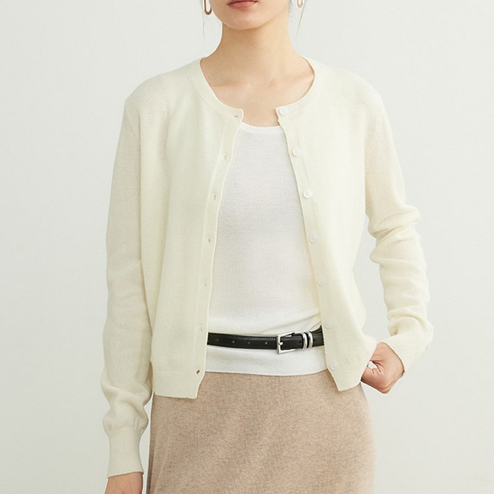 탐리프 여성 심플 라운드넥 봄 가을 간절기 니트 가디건