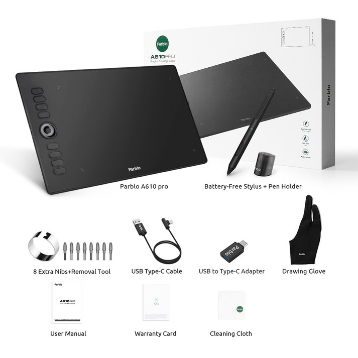 파블로테크 A610 PRO 펜 타블렛, 블랙 파블로테크 A610 PRO 펜 타블렛, 블랙