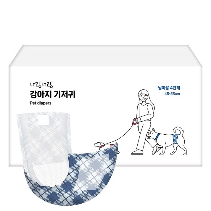 나랑너랑 남아용 강아지 기저귀, 대형, 1개, 100개입