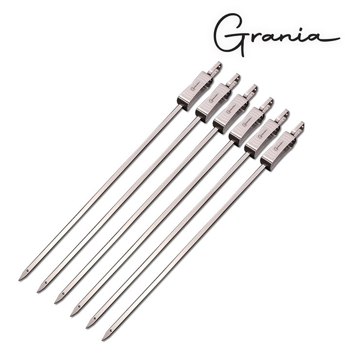 그라니아 스테인레스 스틸 캠핑 바베큐 꼬치 6P 세트, 1개