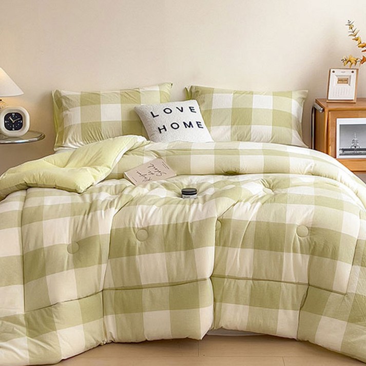SeekFun 차렵이불 체크무늬 겨울이불 두꺼운 사계절 가정용 이불