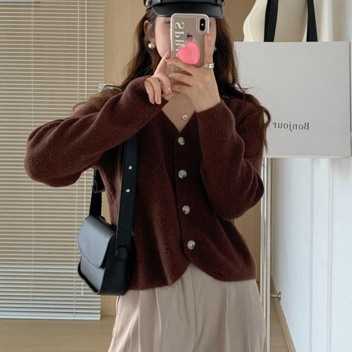 [당일출고]여성 캐주얼 브이넥 니트 가디건