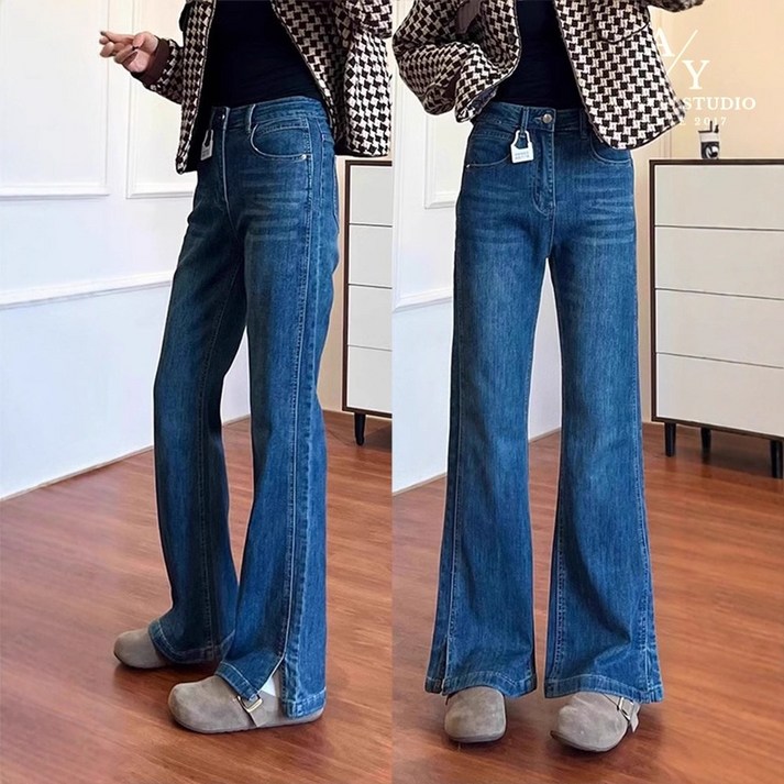 ANYOU 여자 청바지 스트레이트 진 하이웨이스트 와이드 핏 슬림핏 날씬해보이는