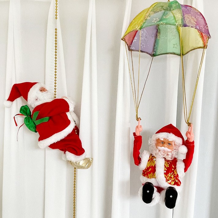 크리스마스 줄타는 산타 인형 움직이는 장난감 장식