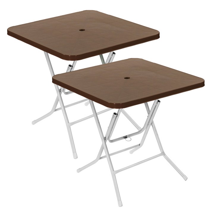 플라스틱테이블 사각테이블 야외테이블 편의점 포장마차 간이 접이식, 브라운 2개